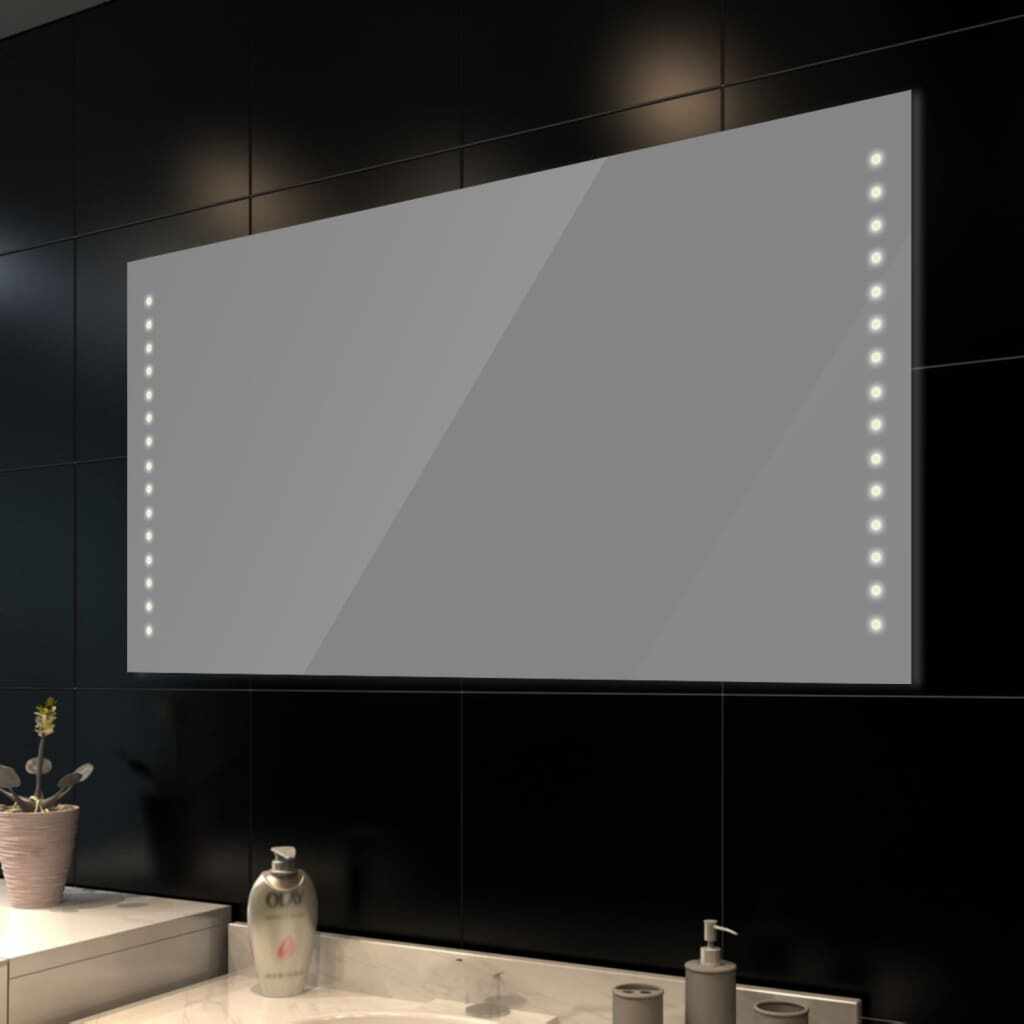Oglindă de baie de perete, cu lumini LED, 100 x 60 cm (L x î)