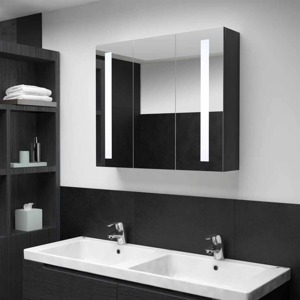 vidaXL Dulap de baie cu oglindă și LED, 89x14x62 cm