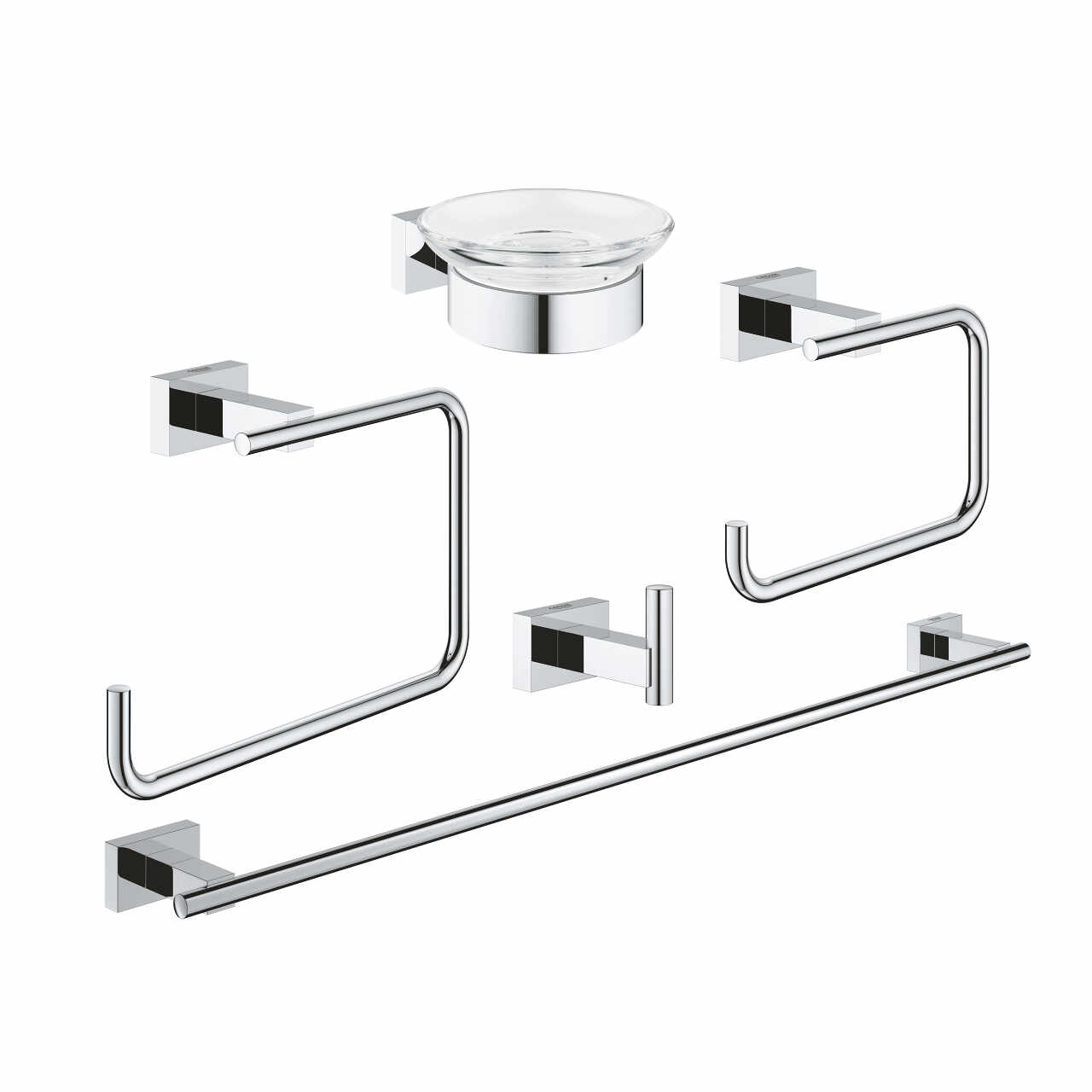 Set 5 accesorii baie Grohe Essentials Cube Master 5-in-1 crom