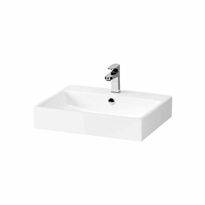 Lavoar baie pe mobilier alb 60 cm, dreptunghiular, Cersanit Virgo