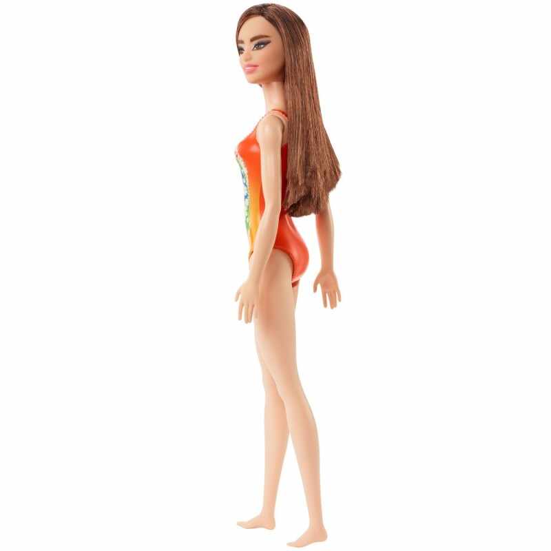 Papusa Barbie Satena cu costum de baie portocaliu Mattel, 29 cm, 3 ani+