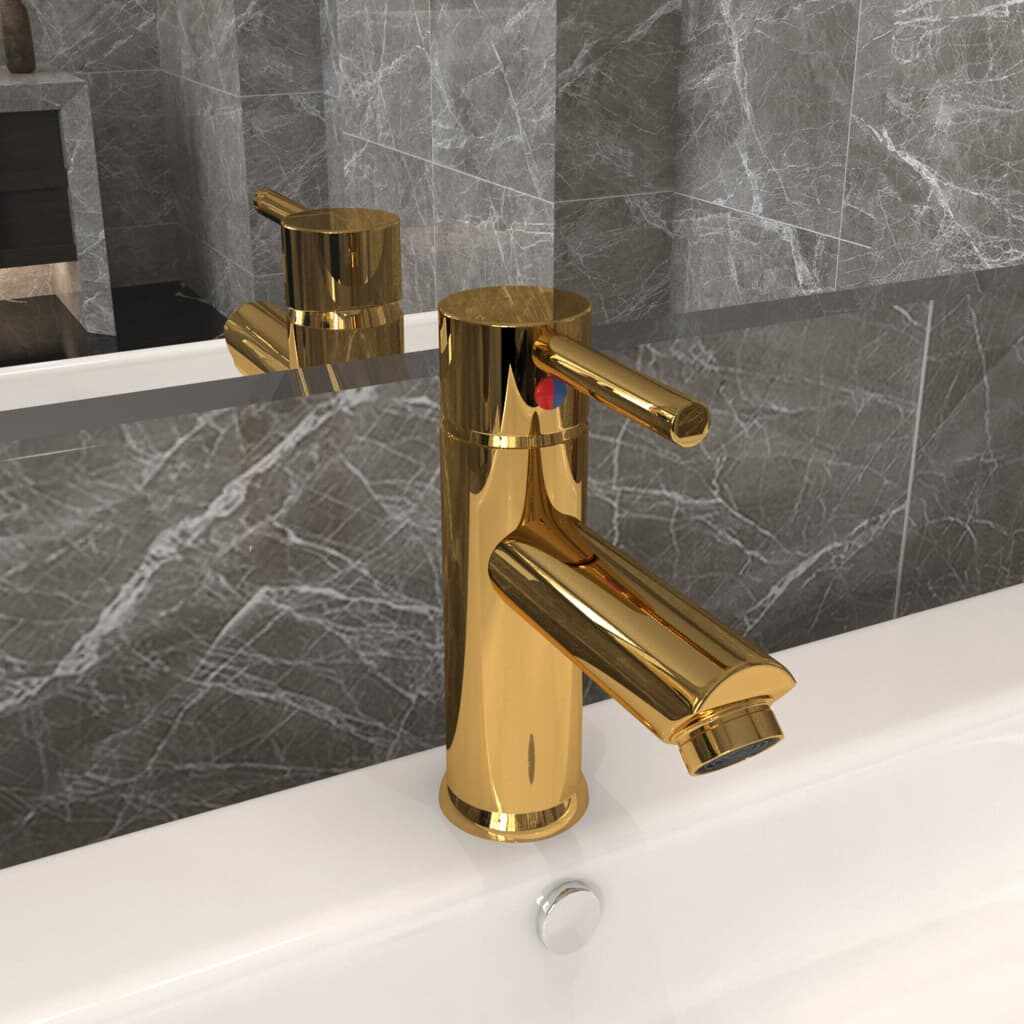 vidaXL Robinet chiuvetă de baie, auriu, 130x176 mm