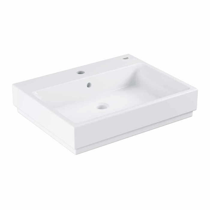 Lavoar baie pe blat dreptunghiular alb Grohe Cube Ceramic Pure Guard